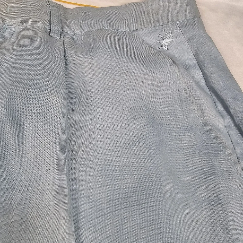 Steve Harvey Pants Mens 40x29 100% Linen Relaxed Cuffed Trousers Wide Leg Light